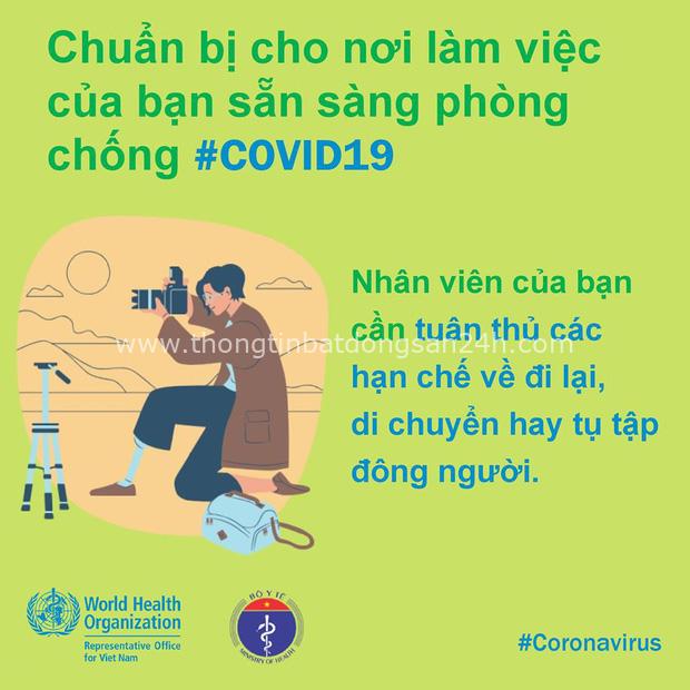 Tổ chức Y tế Thế giới (WHO) phối hợp với Bộ Y tế đưa ra những lưu ý cần thiết khi đi làm để phòng chống COVID-19 - Ảnh 8.